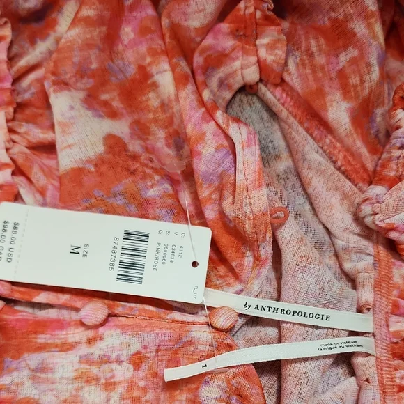 Anthropologie Vibrant Long Skeeve Cropped Blouse New With Tags Size M - Picture 3 of 10